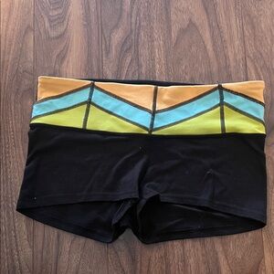 lululemon athletica Black Shorts with Yellow and Blue Accents